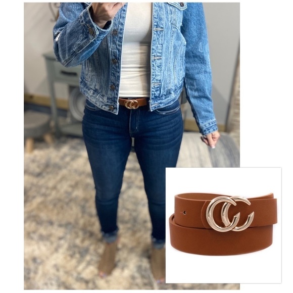 ❤️‍🔥RESTOCK Double C Faux Leather Belt Brown 4621 - Picture 1 of 10